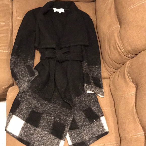 cupcakes & cashmere Jackets & Blazers - Cupcakes and cashmere asymmetrical plaid wool coat